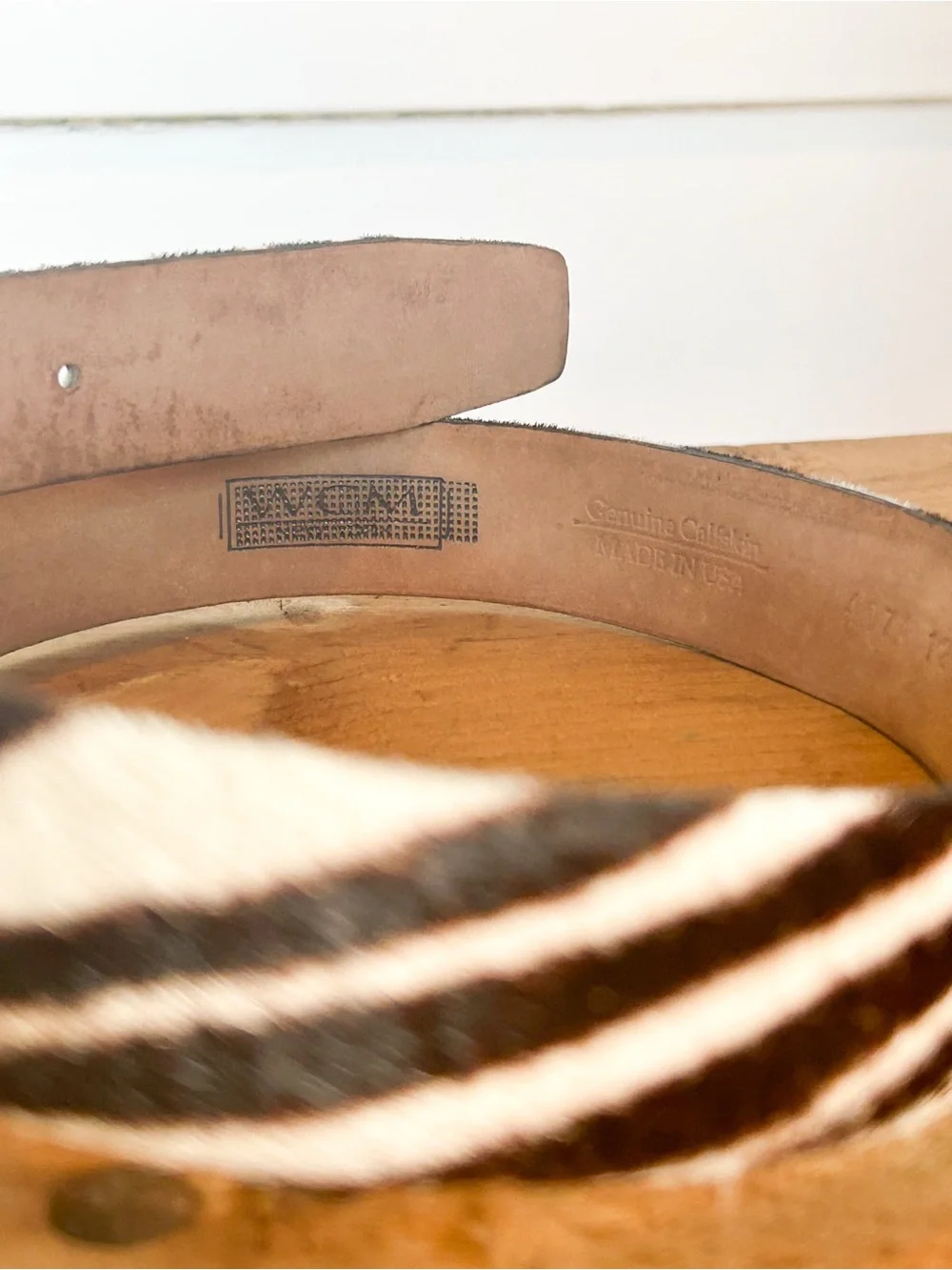 MCM Vintage Calfskin Hair Zebra Print Belt Womens Small